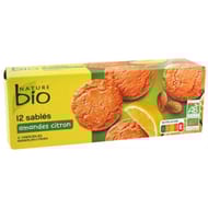 Nature bio 12 sablés aux amandes et à l'arôme naturel de citron bio 200g