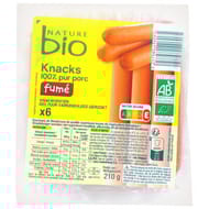 Nature bio saucisses de Strasbourg bio x6  210g