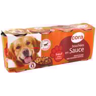 Cora bouchées en sauce pour chien au boeuf/pâtes/carottes 4 x 400g