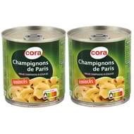 Cora champignons de Paris 1er choix émincés 2x115g