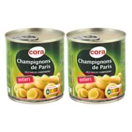 Cora champignons de paris 1er choix entiers 2 x 115g