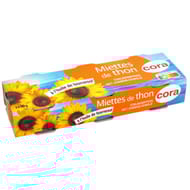 Cora miettes de thon à l'huile de tournesol 3 x 80g