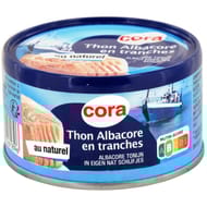 Cora thon albacore au naturel en tranche 93g net égoutté