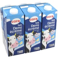 Cora lait demi écrémé stérilisé uht brique  6 x1l