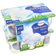 Cora petit suisse fromage frais au lait entier pasteurise nature 9.2 % mg  12 x 60g