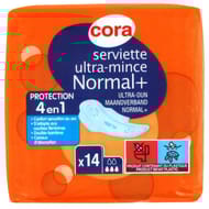 Cora serviette ultra mince normale plus pliée x 14