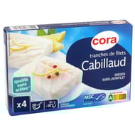 Cora 4 tranches de cabillaud msc en sachet fraîcheur 400g
