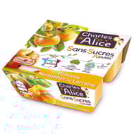 Charles & Alice spécialité de pommes mirabelles 4x97g sans sucres ajoutés