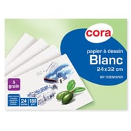 Cora pochette dessin papier à grain blanc 24 x 32 cm 24 feuilles