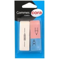 Cora gomme blanche + 1 gomme 2 usages