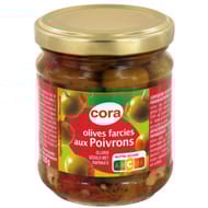 Cora olives vertes farcies à la pâte de poivron bocal 120g