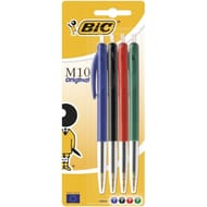 Bic 4 stylos bille m10 clic pointe moyenne coloris assortis