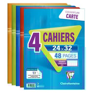 Clairefontaine 4 cahiers piqûre grands carreaux 24x32cm 48 pages 90g