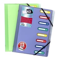 Exacompta lot de 2 trieurs transparent à rivets 3 rabats à élastique 8 positions