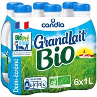 Grandlait bio 1/2 écrémé bouteille 6x1l