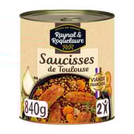 Raynal et roquelaure saucisses de toulouse aux lentilles cuisinées - plat cuisiné 840g