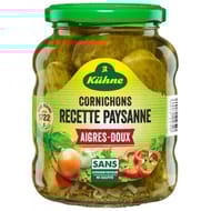 Kühne cornichons aigres-doux recette paysanne 185g net égoutté