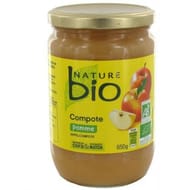 Nature bio compotes de pommes bocal verre 650 g