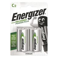 Energizer 2 piles rechargeables C- 2500 mAh accu recharge power plus 132g