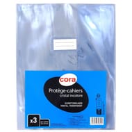 Cora lot de 3 protège-cahiers sans rabat cristal incolore 24x32 cm