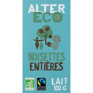 Alter Eco chocolat lait noisettes entières bio 100g