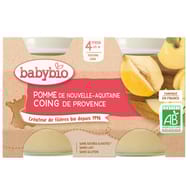 Babybio pot pomme coing sans gluten dès 4 mois 2x130g