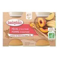 Babybio pêche pomme sans gluten dès 4 mois 2x130g