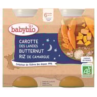 Babybio bonne nuit carotte potiron riz sans gluten dès 6 mois 2x200g