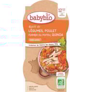 Babybio mijoté de légumes poulet fermier quinoa sans gluten dès 12 mois 2x200g