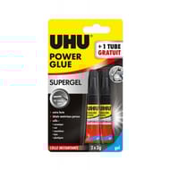 Uhu power glue gel  1 tube x3 grammes + 1 offert