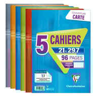 Clairefontaine lot de 5 cahiers piqure 210x297 mm 96 pages seyes 90 grammes