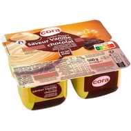 Cora dessert lacté saveur vanille sur lit au chocolat 4x125g