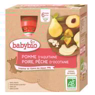 Babybio mes fruits gourde pomme poire pêche sans gluten dès 6 mois 4x90g