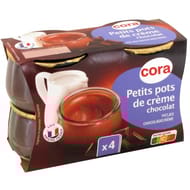 Cora dessert lacté petit pot de crème chocolat 4x100g