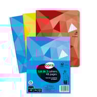 Cora 3 cahiers piqure 17x22 cm 48 pages grands carreaux 90 grammes couverture vernie