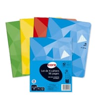 Cora cahier piqure 4  17x22 cm 96 pages grands carreaux 90grammes couverture vernie