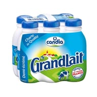 Grandlait demi écrémé lait collecté dans des fermes sélectionnées bouteille 6x50cl