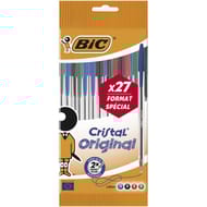Bic stylos bille cristal 27 offerts coloris assortis