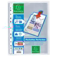 Exacompta 50 pochettes perforées 210x297 polypro lisse incolore