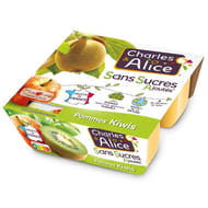 Charles & Alice spécialité de pommes et kiwis 4x97g sans sucres ajoutés