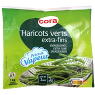 Cora haricots verts extra fins précuit vapeur 1kg