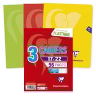 Clairefontaine 3 cahiers piqure 17x22 cm  96 pages grands carreaux 90 grammes metric
