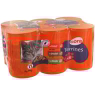 Cora terrines multi variétés au boeuf/poulet/dinde 6x400gr