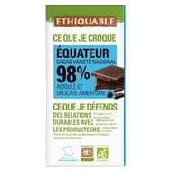 Ethiquable chocolat noir 98% cacao Equateur bio 100g