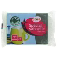 Cora éponges grattantes synthétiques spécial vaisselle verte x2