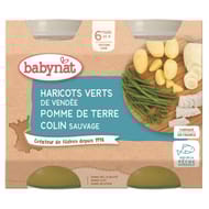 Babynat légumes haricots verts pomme de terre colin sauvage sans gluten dès 6 mois 2x200g