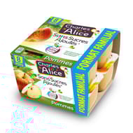 Charles & Alice purée de pommes 8x100g maxi format sans sucres ajoutés