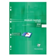 Clairefontaine feuilles simples perforées 21x29.7 cm 200 pages petits carreaux