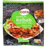 Cora lamelle de kebab poulet dinde veau rôties 600g