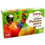 Cora kido gourdes compotes de pomme poire allégée en sucres 6x90g-540g